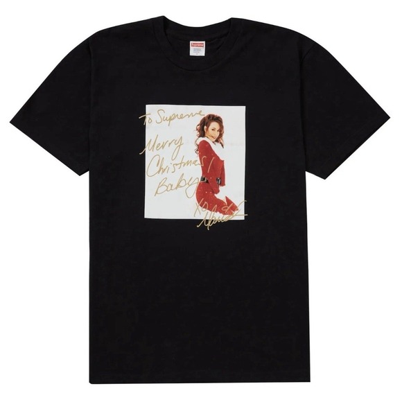Supreme Other - Supreme Mariah Carey Christmas Photo Tee T-Shirt Medium Black FW20 Logo Graphic